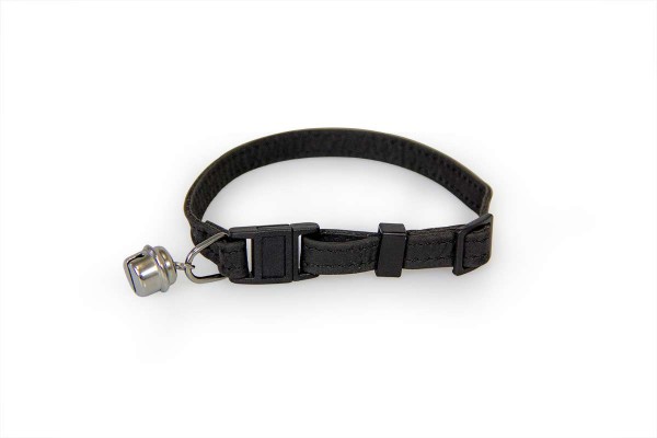 Das Lederband kattenhalsband met clicksluiting zwart